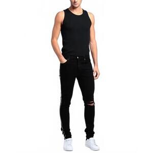 NEW AMIRI crystal track denim jeans in black od